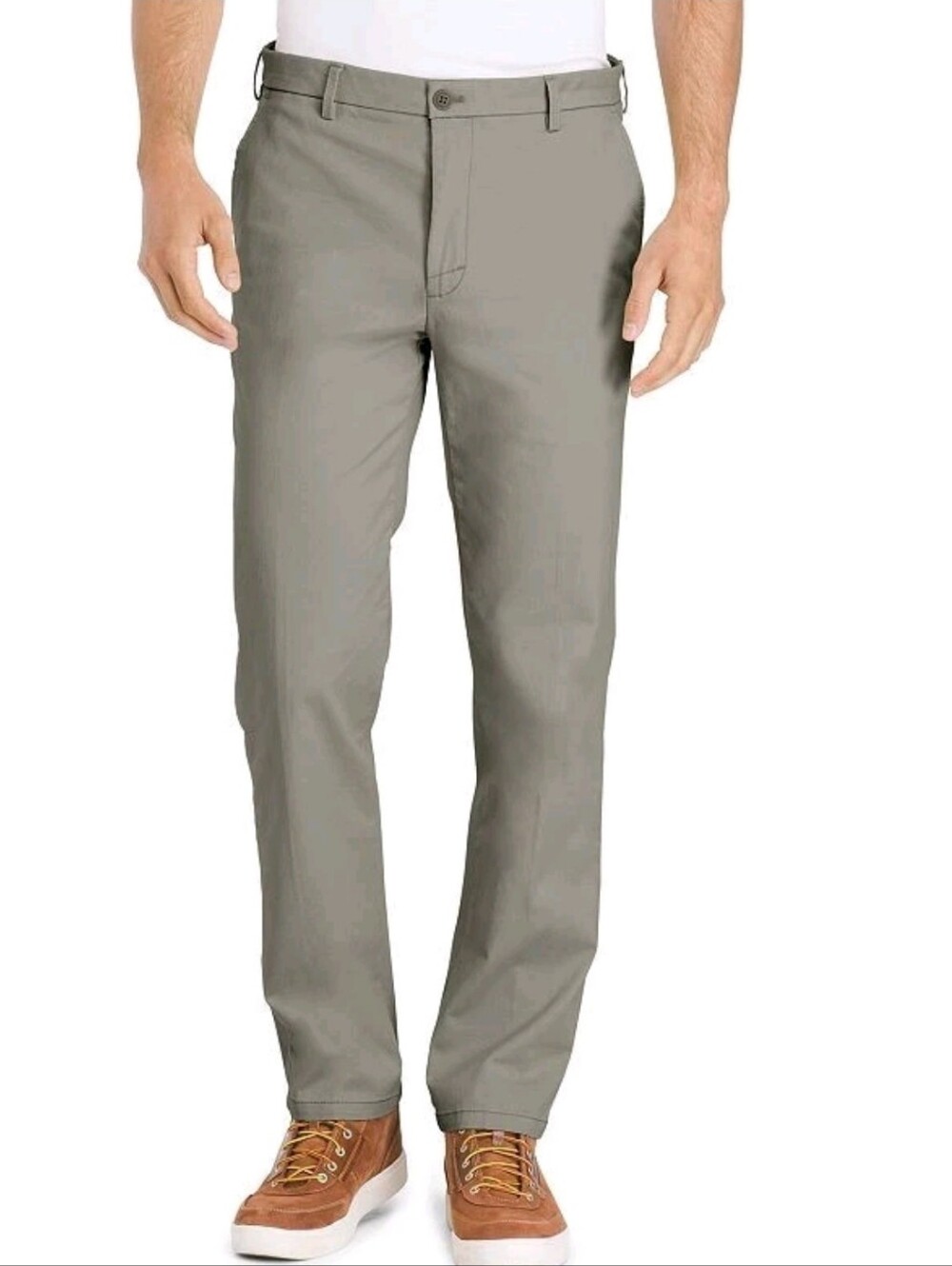 Izod Mens Saltwater Straight Leg Chino Pants 40 x 30 Gray Stretch Chino